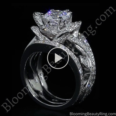 The Large Lotus Swan Double Band Flower Ring Set – bbr626-1 standing up video