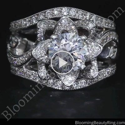 The Original Lotus Swan Double Band Flower Ring Set – bbr630-1 laying down video