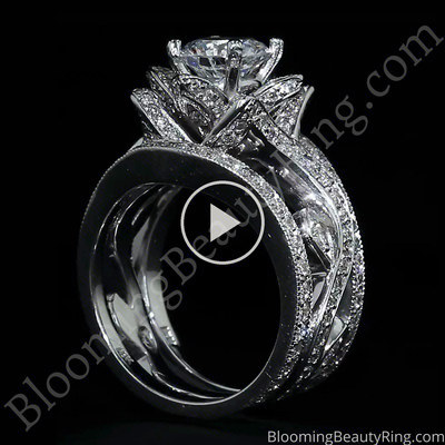 The Original Lotus Swan Double Band Flower Ring Set – bbr630-1 standing up video
