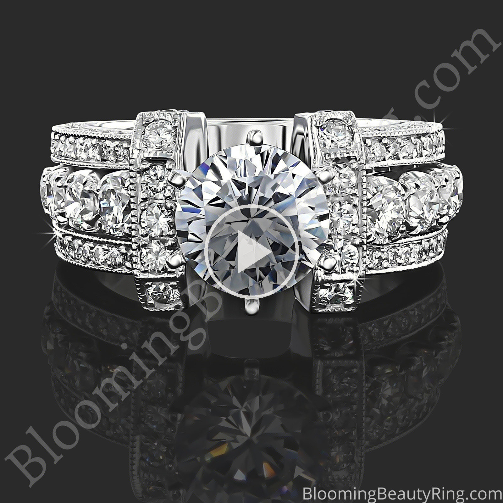 The Show Stopper – 2.0 ctw Statement Diamond Engagement Ring Setting – BBR-332-1 laying down video