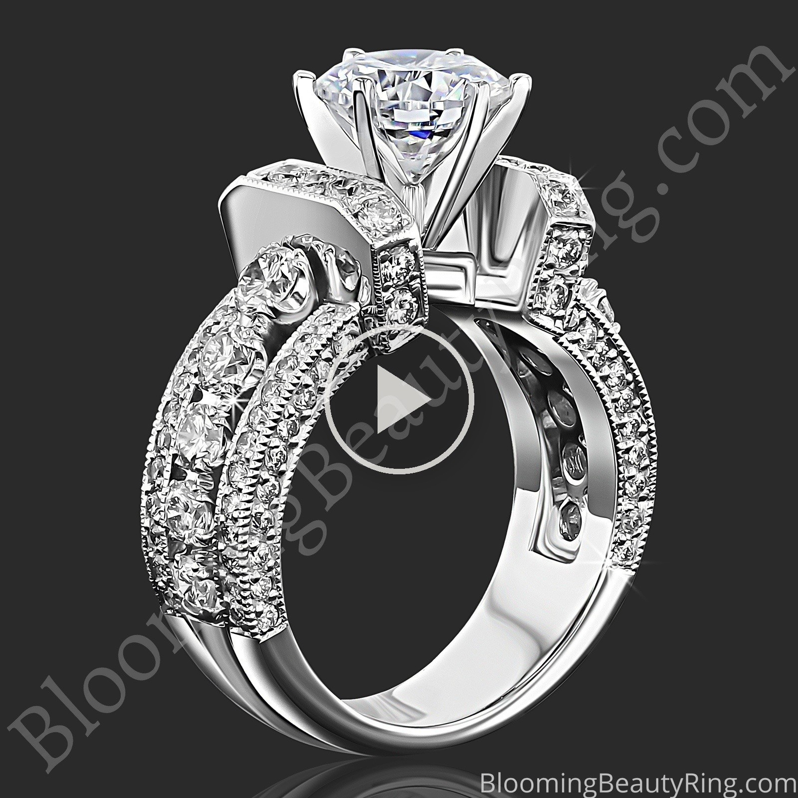 The Show Stopper – 2.0 ctw Statement Diamond Engagement Ring Setting – BBR-332-1 standing up video