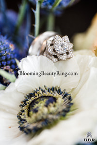 The Small Crimson Rose Flower Diamond Engagement Ring