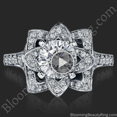 The Small Crimson Rose Flower Diamond Engagement Ring – bbr607-1 laying down video