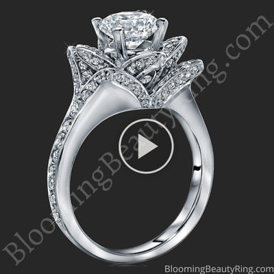 The Small Crimson Rose Flower Diamond Engagement Ring – bbr607-1 standing up video