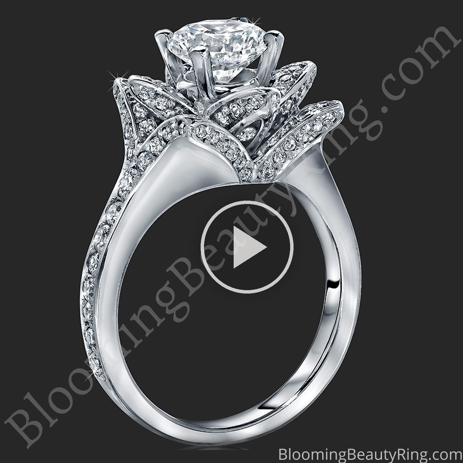 The Small Crimson Rose Flower Diamond Engagement Ring – bbr607-1 standing up video