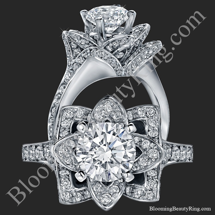 The Small Crimson Rose Flower Diamond Engagement Ring – bbr607-1