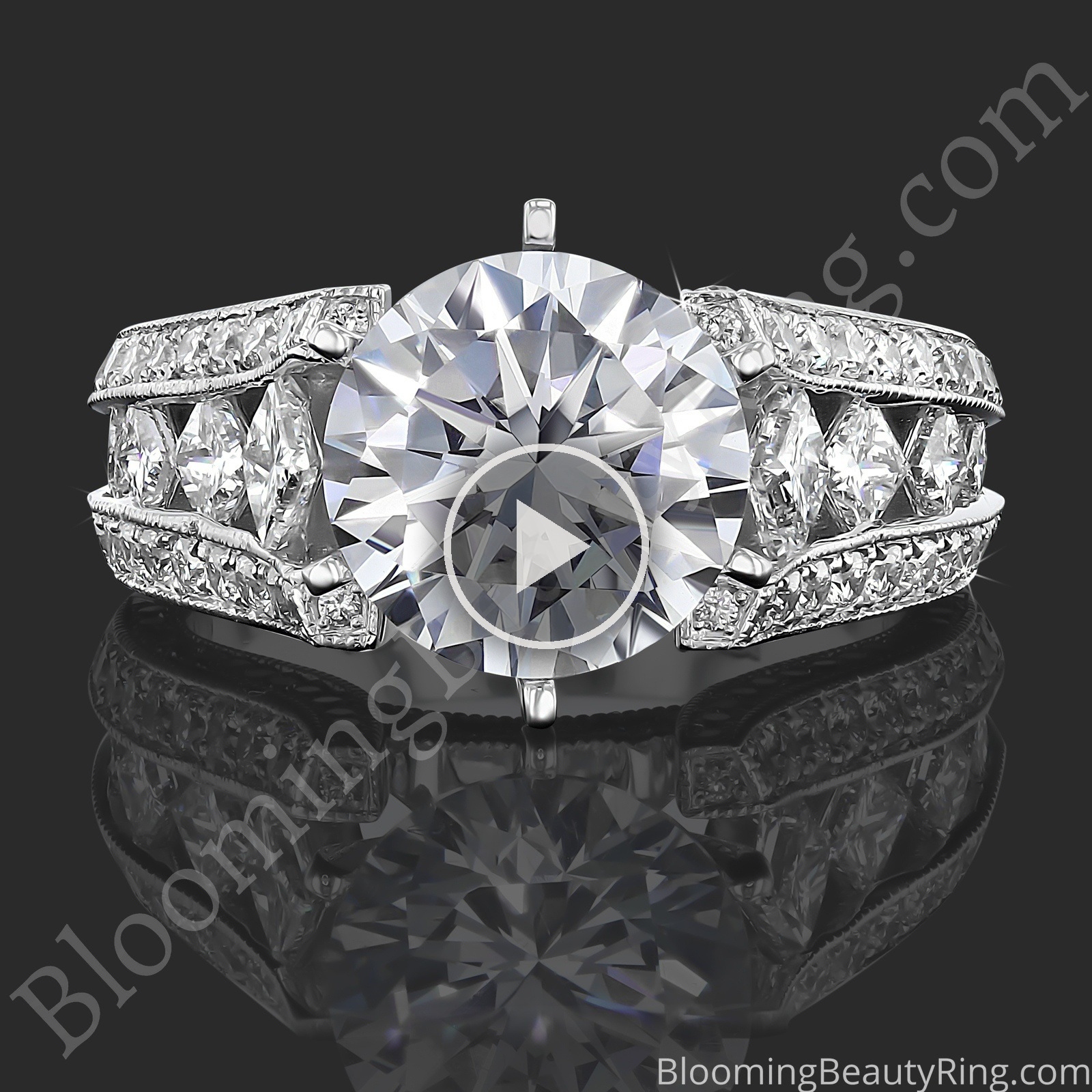 The Turning Point – Angled Princess Diamond Engagement Ring 1.80 ctw – bbr734e laying down video