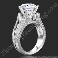 The Turning Point – Angled Princess Diamond Engagement Ring 1.80 ctw – bbr734e standing up