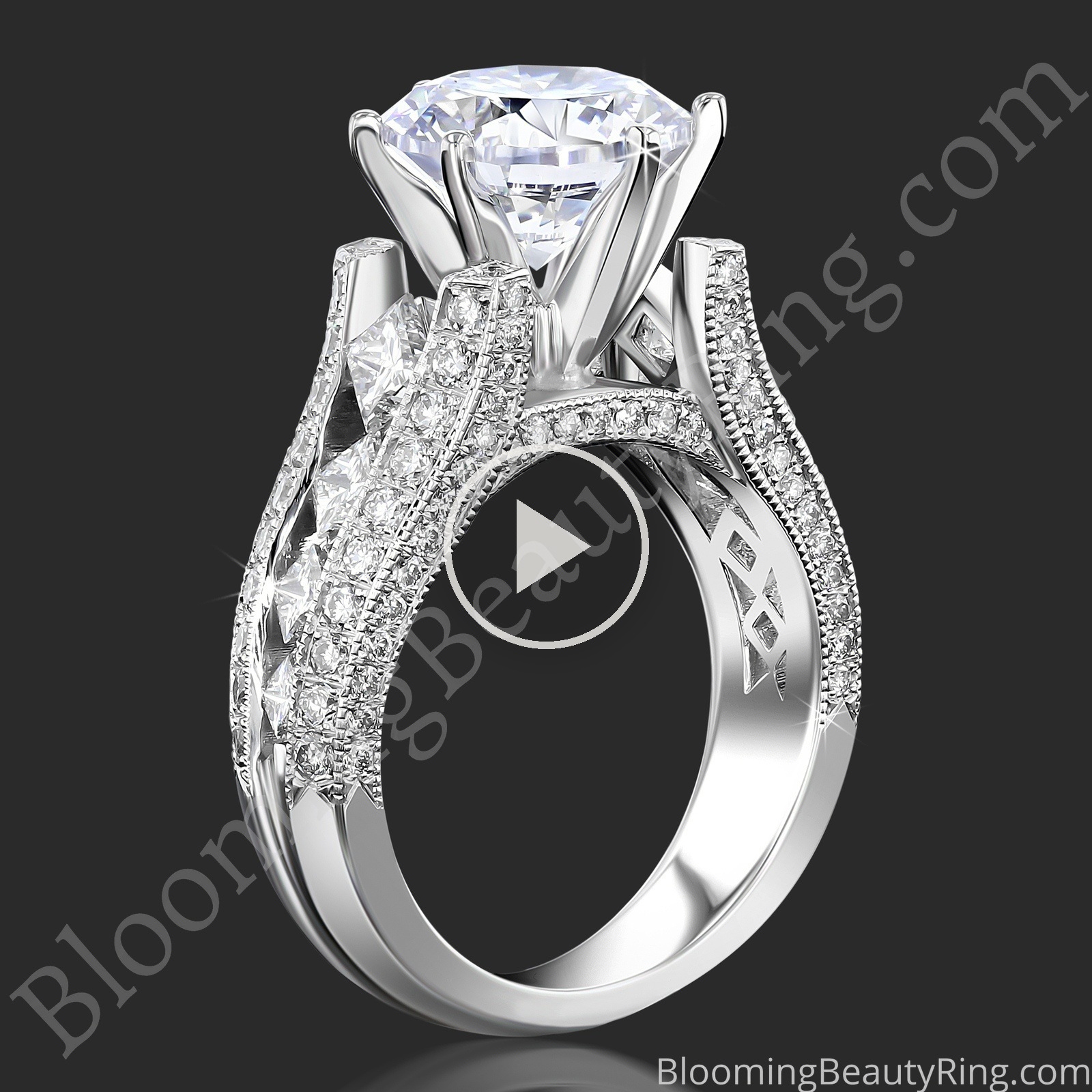 The Turning Point – Angled Princess Diamond Engagement Ring 1.80 ctw – bbr734e standing up video