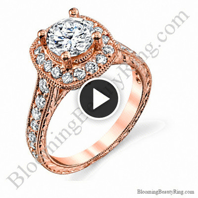 Two Toned White and Rose Gold Diamond Halo Engagement Ring – BBR372-ROSE video