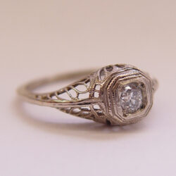 002fbbr | Pre-Set Antique Filigree Ring | 22ct. round diamond | Victorian Inspired