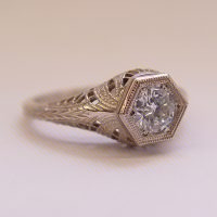 039fbbr | Pre-Set Antique Filigree Ring | .48ct. Round Diamond | Swirls