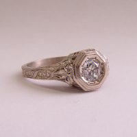 059fbbr | Pre-Set Antique Filigree Ring | .46ct. Round Diamond | Climbing Vines