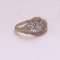 080f1bbr | Pre-Set Antique Filigree Ring | .10ct. Round Diamond | Unusual Clover