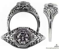 092bbr | Antique Filigree Ring | for a .42ct to .52ct round stone | Intertwining Lines