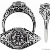 092bbr | Antique Filigree Ring | for a .42ct to .52ct round stone | Intertwining Lines