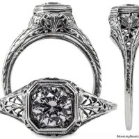 093bbr | Antique Filigree Ring | for a .75ct to .85ct round stone | Mantis