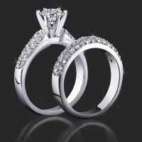 Jewelers 3 Rows of Diamonds Pave Set Across the Entire Top Side of Both Custom Made Bands