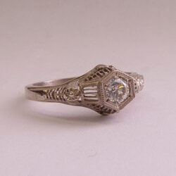 125fbbr | Pre-Set Antique Filigree Ring | .25ct. Round Diamond | Art Deco Design