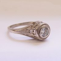 126-5fbbr | Pre-Set Antique Filigree Ring | .30ct. Round Diamond | Complex Cathedral