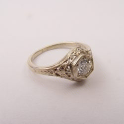 128fbbr | Pre-Set Antique Filigree Ring | .37ct. round diamond | Scrolls
