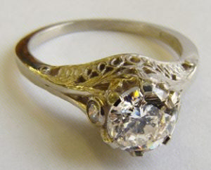 1.40 ct. 14K Gold Vintage Filigree Engagement Ring Solitaire