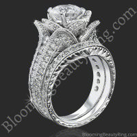 1.67 ctw. Small Hand Engraved Blooming Beauty Wedding Ring Set – bbr434en-s-set