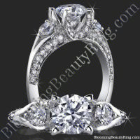 3 Stone Ring / U Shaped Diamond Prong Engagement Ring