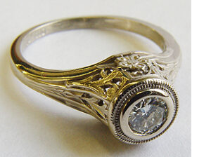 .30 ct. 14K Gold Vintage Filigree Engagement Ring Solitaire