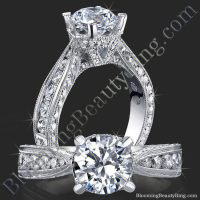 4 Prong Antique Inspired Tapered Band with V Crown