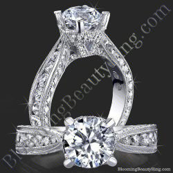 .70 ctw. Engraved Diamond Engagement Ring with Milgrain Detailing - bbr414