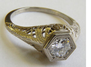 .48 ct. 14K Gold Vintage Filigree Engagement Ring Solitaire