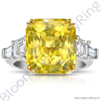 5 Stone 15.84 ctw. Yellow Octagonal Sapphire & Diamond Ring