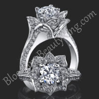 Lotus Ring 8 Petal 1.00 ct. Diamond Band Flower Ring