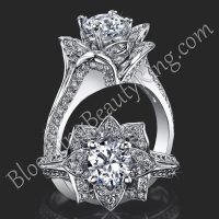 Lotus Ring 8 Petal 1.00 ct. Diamond Band Flower Ring
