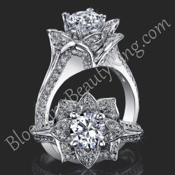 Lotus Ring 8 Petal 1.00 ct. Diamond Band Flower Ring