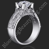 Attention Grabbing Tension Set Basket Mounting with Floating Diamond and Smooth Stylish Prongs