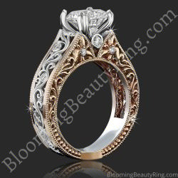 Diamonds On The Vine Diamond Engagement Ring Two Tone Gold – bbr741e - Blooming Beauty Ring