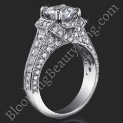 1.83 ctw. 4 Prong Princess and Round Milgrain Engagement Ring - bbr290