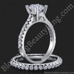 .74 ctw. Petite Channel Curved Set Diamond Engagement Ring Set - bbr511