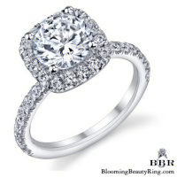 Petite Square Halo Round Shared Prong Set Diamond Engagement Ring – bbr572e