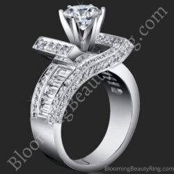 1.85 ctw. Double Seven Round and Baguette Engagement Ring - bbr4549