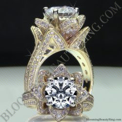 SALE! 14K Yellow Gold Engraved Blooming Beauty Flower Ring
