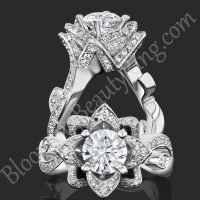 The Large Lotus Swan 1.48 ct. Diamond Engagement Flower Ring