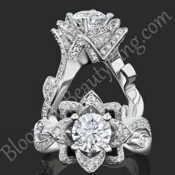 The Lotus Swan 1.48ct. Diamond Engagement Flower Ring - bbr626