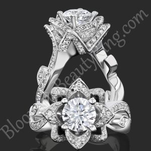 The Lotus Swan 1.48ct. Diamond Engagement Flower Ring - bbr626