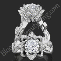 The Large Lotus Swan 1.48 ct. Diamond Engagement Flower Ring