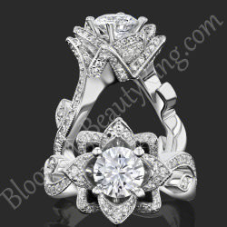 The Lotus Swan 1.48ct. Diamond Engagement Flower Ring - bbr626