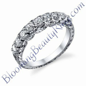 VWR 578b hand carved vintage band - Blooming Beauty Ring