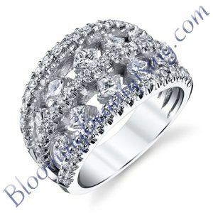 VWR 621 1 princess double graduate vintage wedding ring - Blooming Beauty Ring